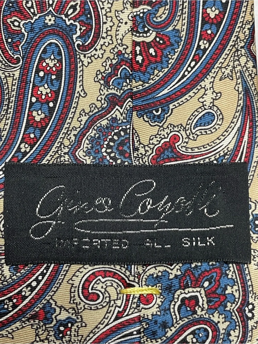 Gino Coyolli Vintage 100% Silk Paisley Necktie - Red Blue Gold Cream